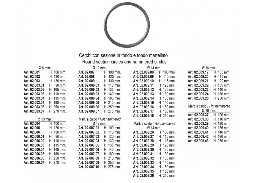 CERCLE H 250MM o 16 MM