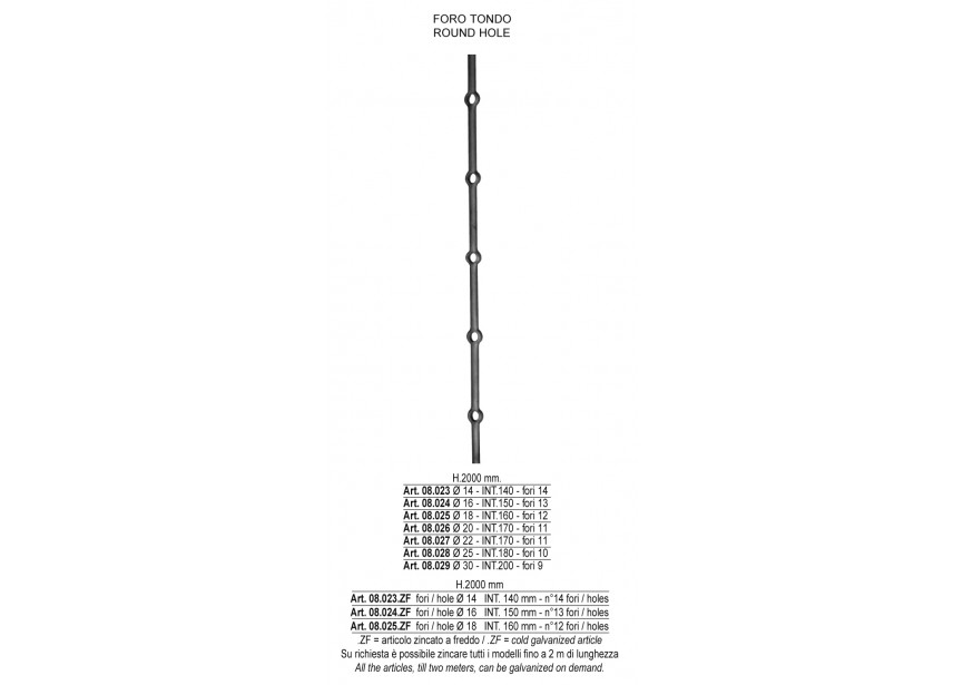 08.025.ZF~~STAVEN MET GATEN hol o 18mm 2000mm