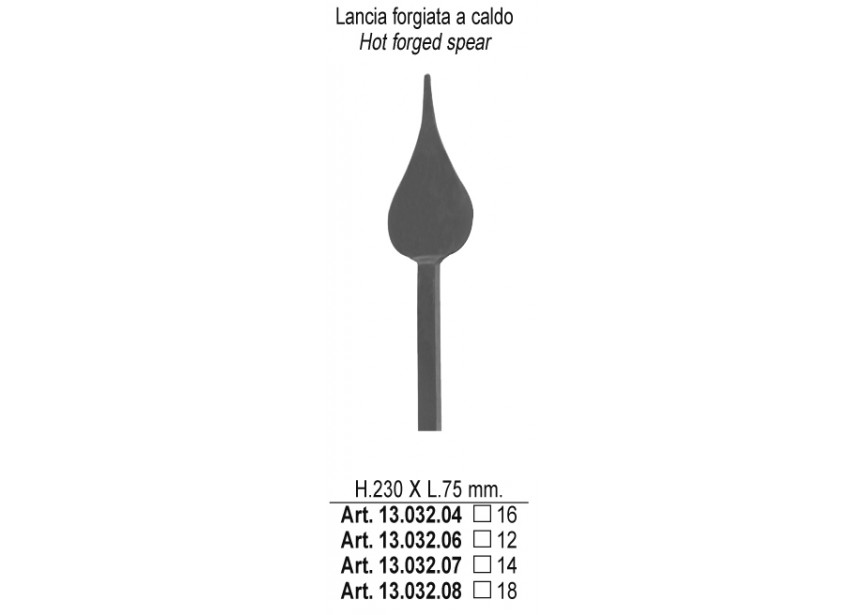 13.032.08~~Lance forg.a caldo lisce baseQ18 230x75