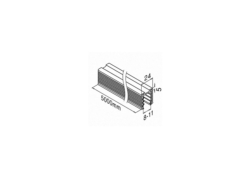 205124-050-08~~RUBBER PROFIEL VOOR GLAS U-PROFIELBUIS Ø42,4MM -5000MM