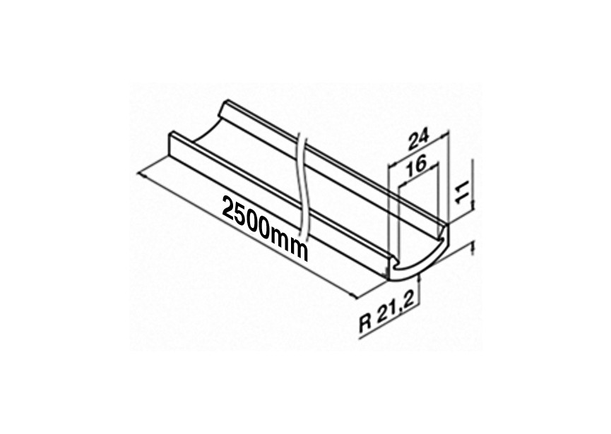 Profil de recouvrement p/ LED 250 CM