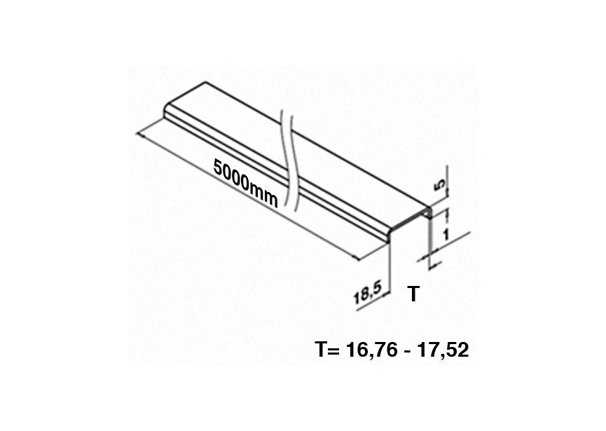 Edge protection - profil p/verre 16,76 - 17,52 mm,