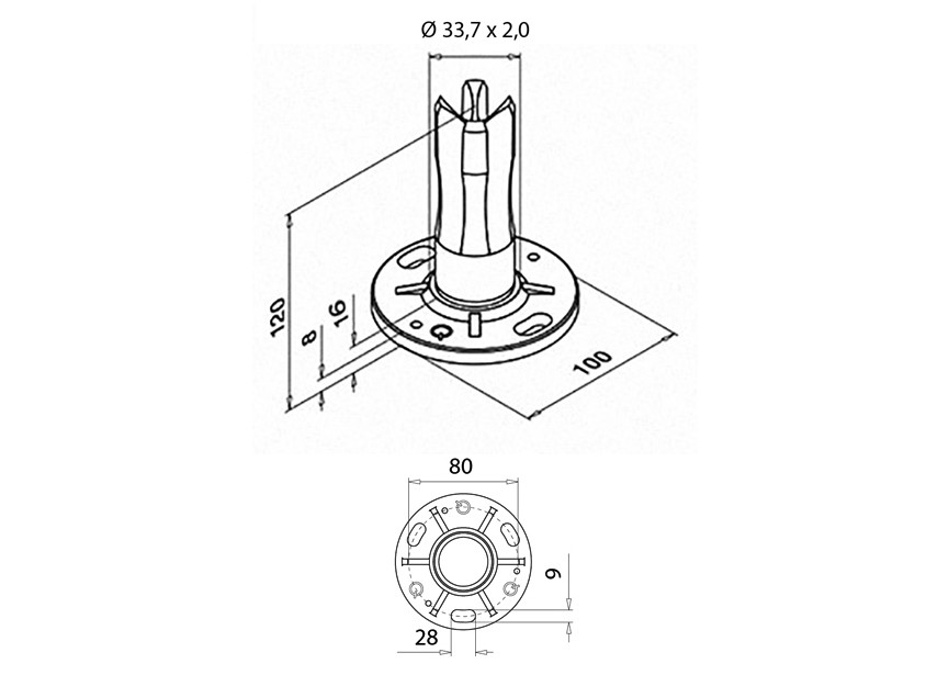 130942-233~~Flens v. te verlijmen staander Ø33,7 mm VPE 2 STUKS