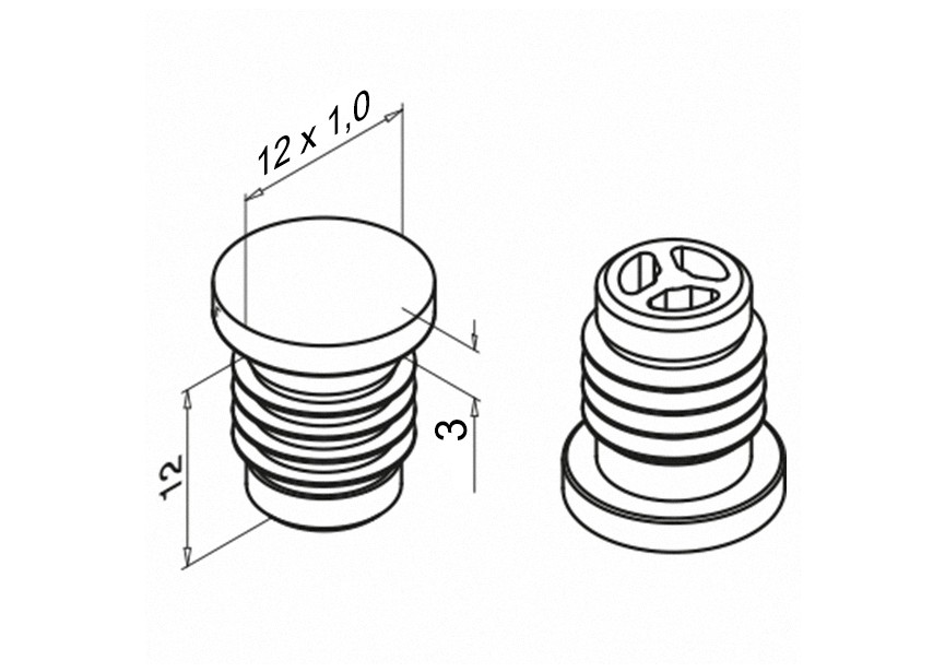 151759-112~~EINDKAP KUNSTSTOF Ø 12 MM X 1 MM, RVS LOOK VPE 4STUKS