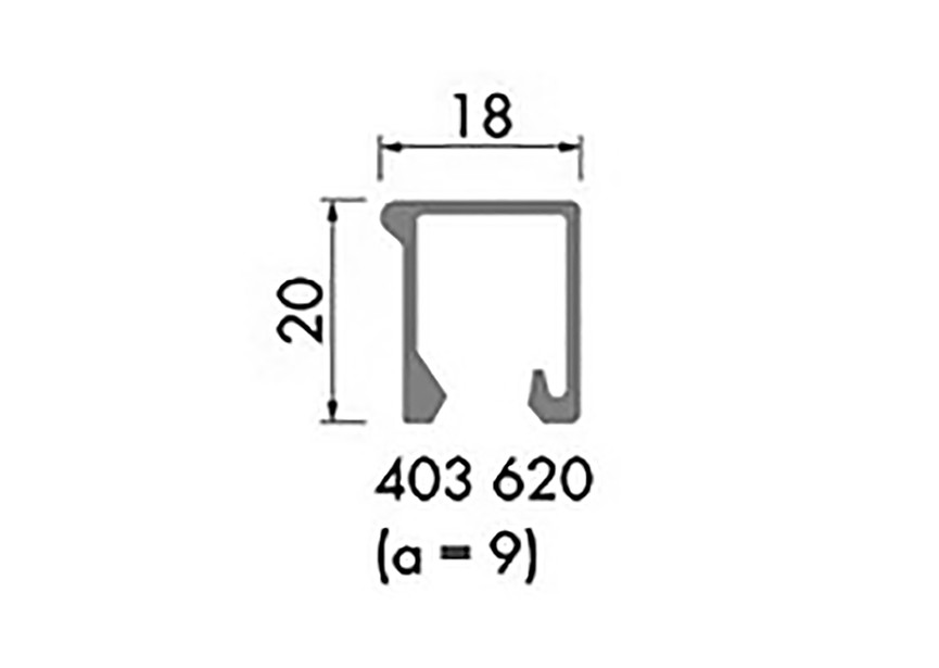 180-403620~~L=6000mm Glaslat 18x20mm in alu voor HOP profielen