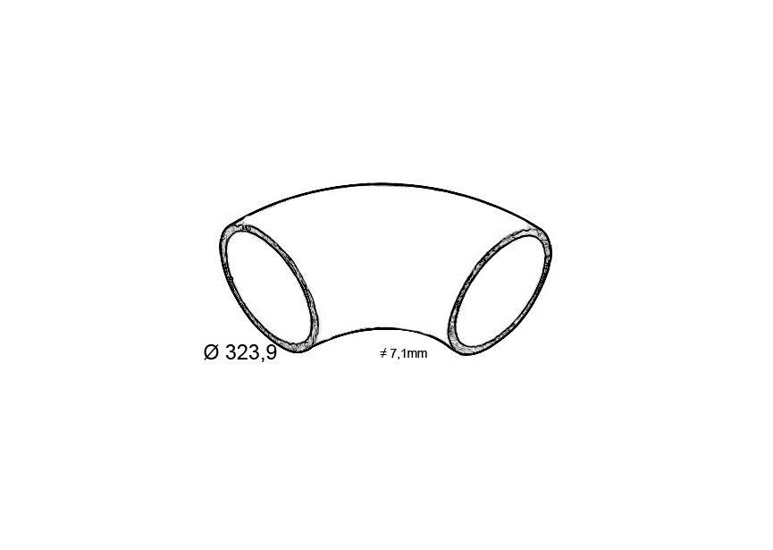 COUDE A SOUDER 3 D 90 -  323.9 x 7.1   - ACIER