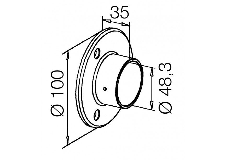 Flanges Embase murale, pour tube Ø 48,3 mm,