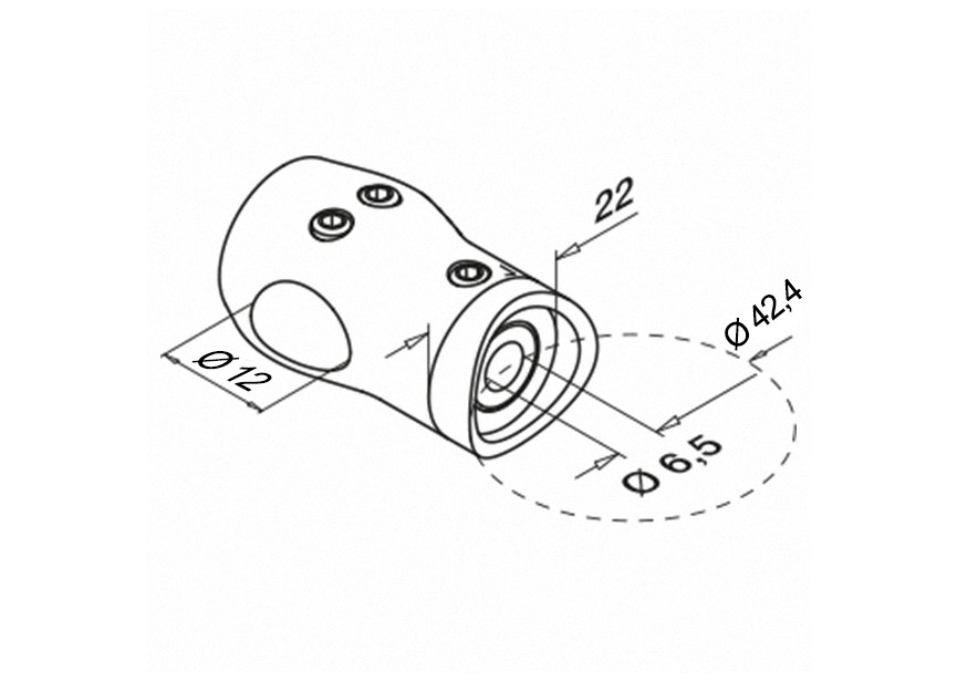 130839-042-12~~DWARSSTAFHOUDER 90° BUITENHOEK,STAF o12mm,BUIS 42,4mm 304 n