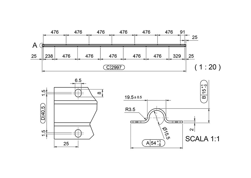 289I-3M~~GRONDRAIL RAPIDO TE SCHROEVEN - 3 M. INOX