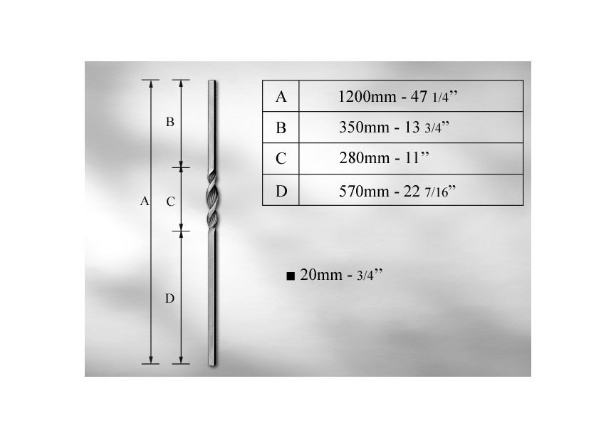 P101~~HOOFDBALUSTER - LENGTE 120 CM-TOT UITPUTTING STOCK