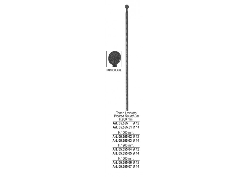 05.555.06~~SPIJL o 12MM H 1500MM