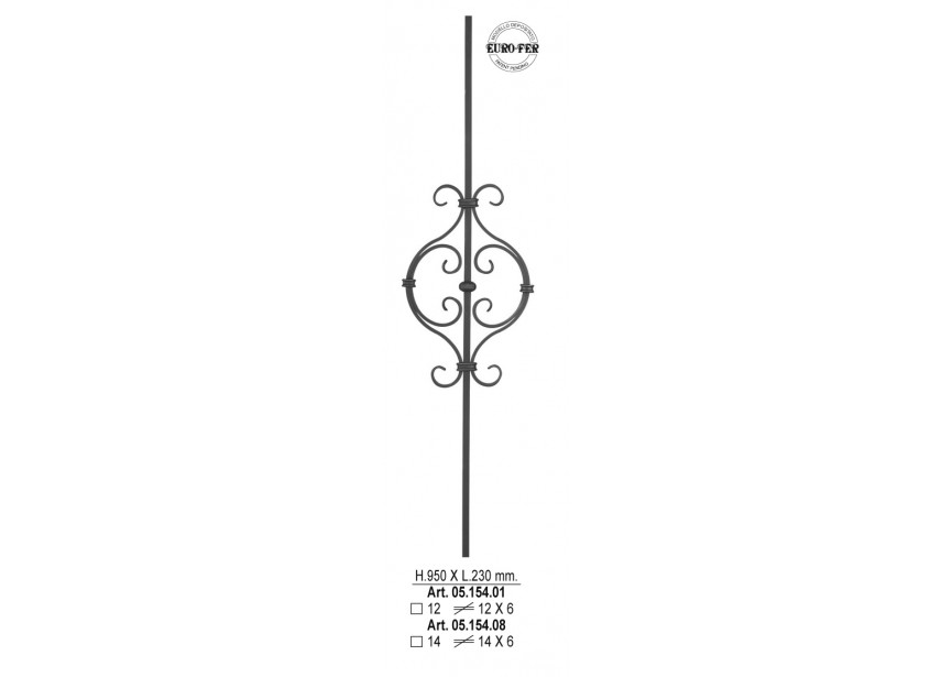 05.154.01~~SPIJL 950X230MM 12X6MM