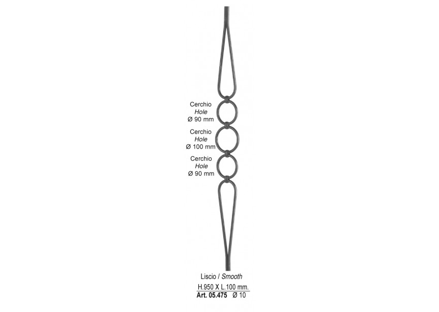 BARREAU H 950X100MM o 10MM