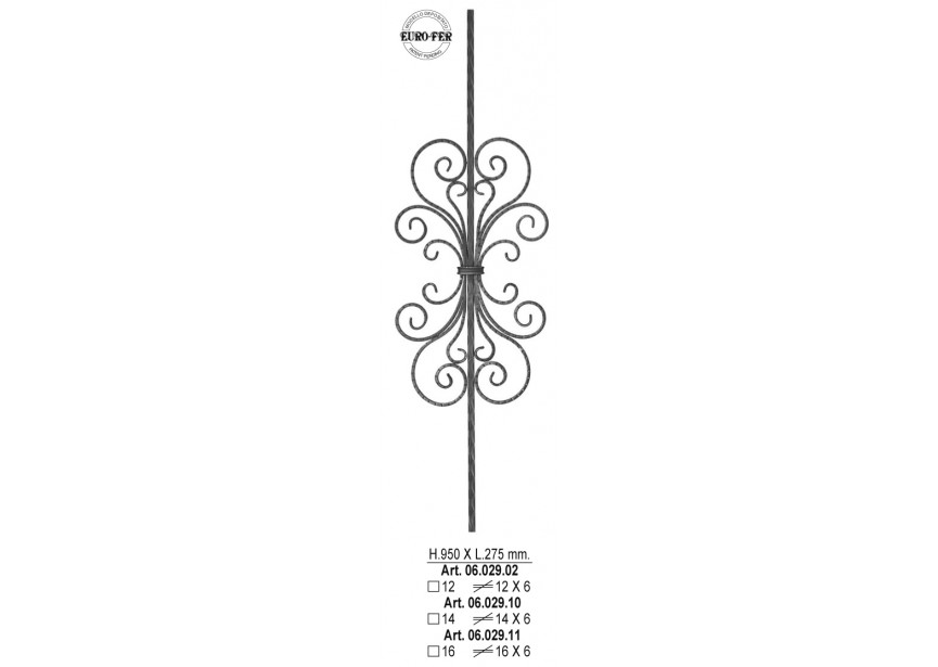 06.029.02~~SPIJL 950 X 275 MM - 12X6