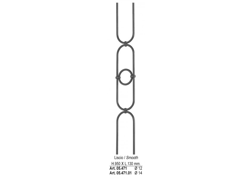 05.471.01~~Spijl 950x130mm  o14mm