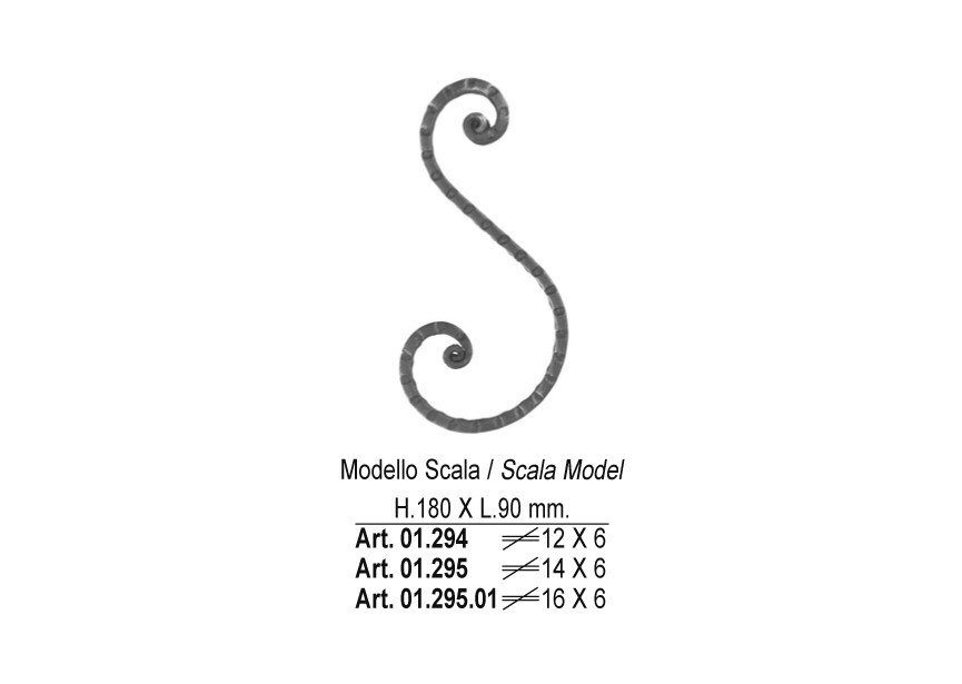 VOLUTE-S MARTELE 180X90MM - 16X6MM