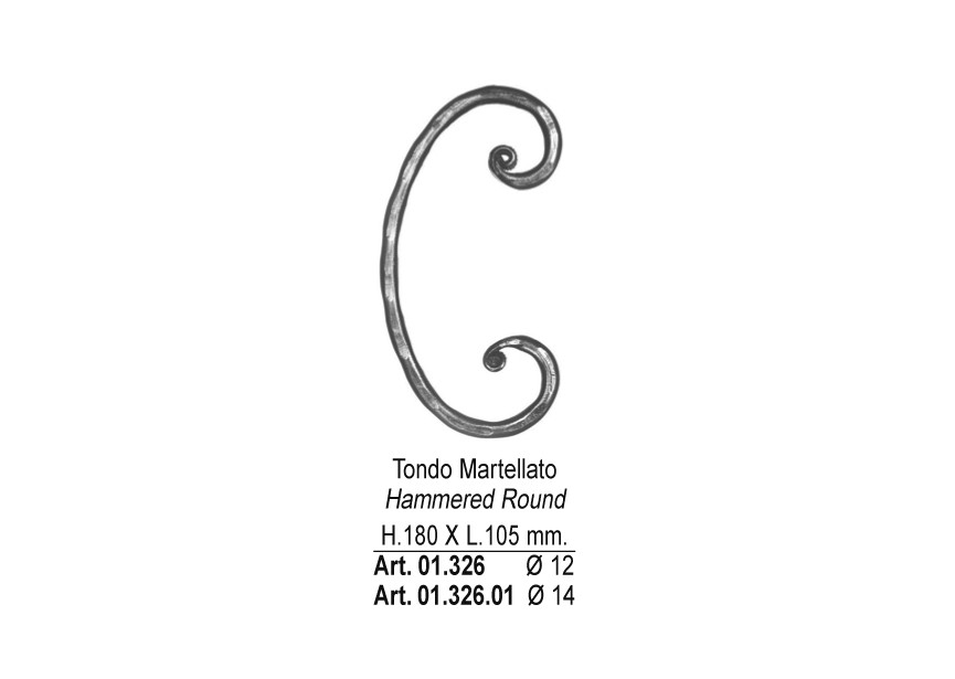 01.326.01~~GEHAMERDE C-KRUL 180X105MM - o 14 MM