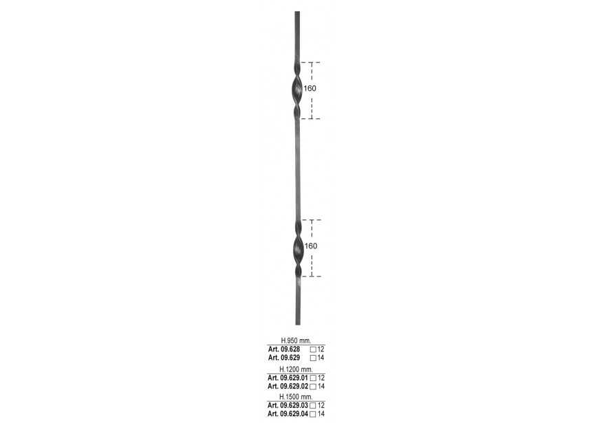 09.628~~SPIJL H. 950MM # 12 MM