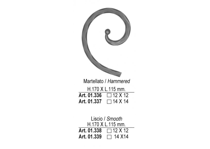 01.336~~GEHAMERDE C-KRUL 170X115MM - # 12 MM