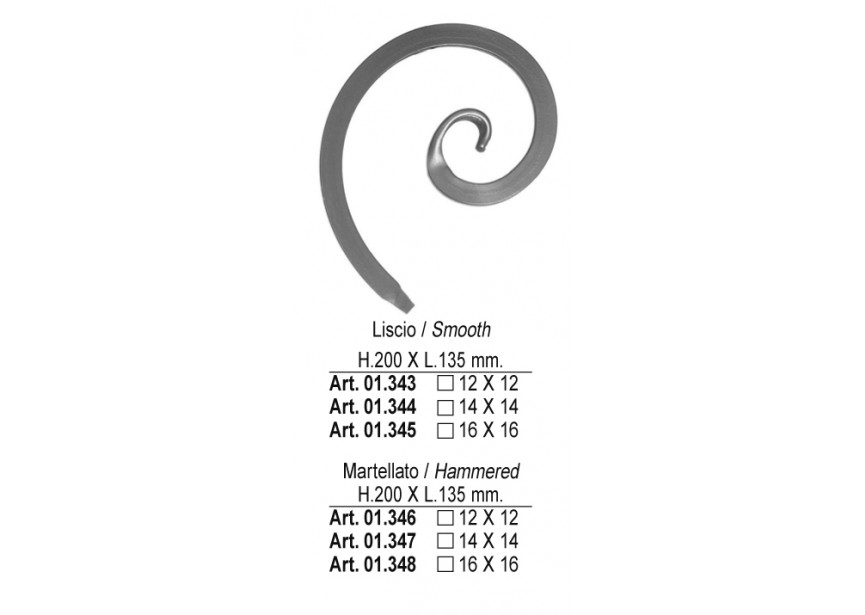 01.347~~GEHAMERDE C-KRUL 200X135MM - # 14 MM