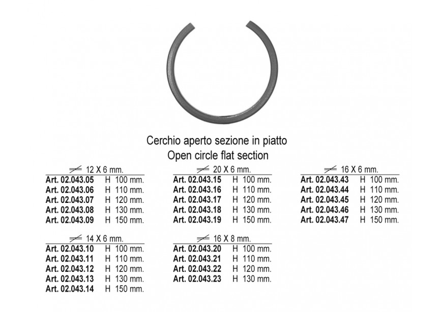 CERCLE OUVERT H 150MM 14X6MM