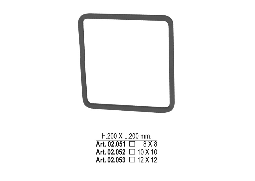 CARRE 200X200MM # 12 MM