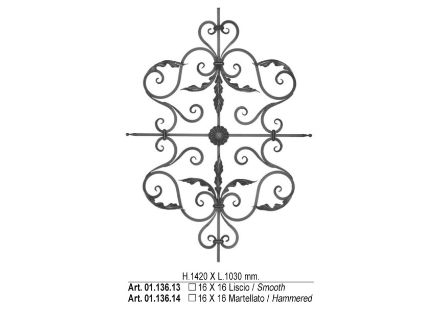 01.136.14~~SIERELEMENT 1420X1030MM GEHAMERD #16MM