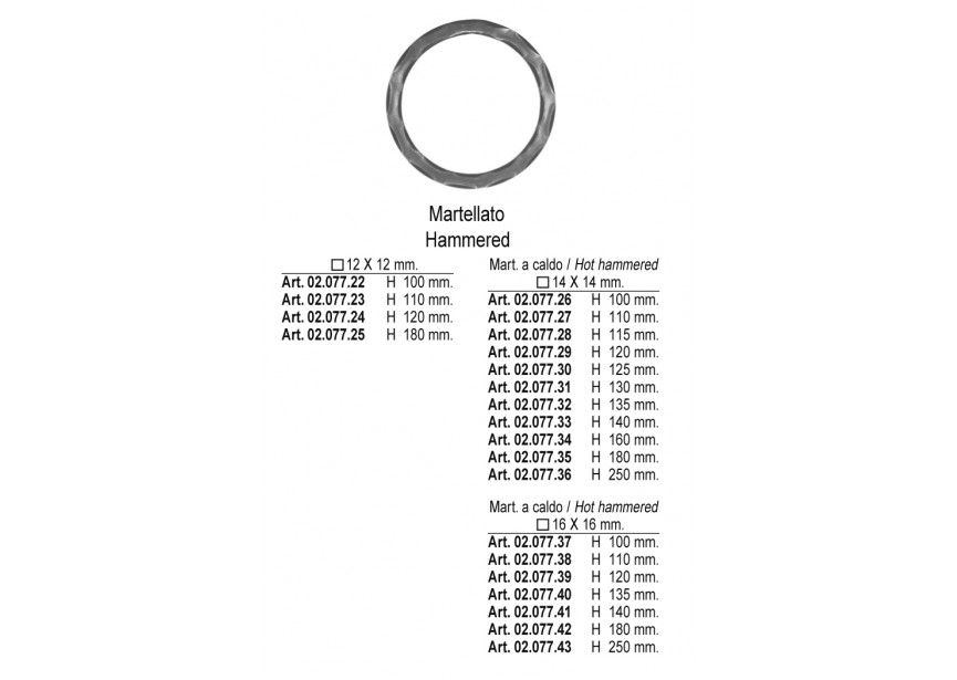 CERCLE MARTELE H 180MM # 12 MM