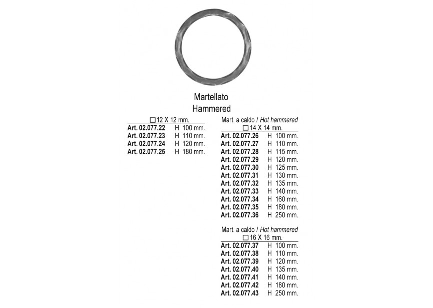 CERCLE MARTELE H 100MM  # 12 MM