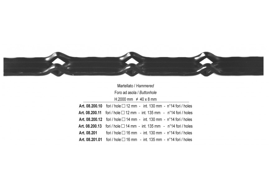 08.201.01~~barre forate P.40 x8 foro ad asola Q.16