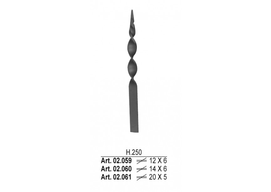 ELEMENT DECORATIF H 250MM 12X6MM