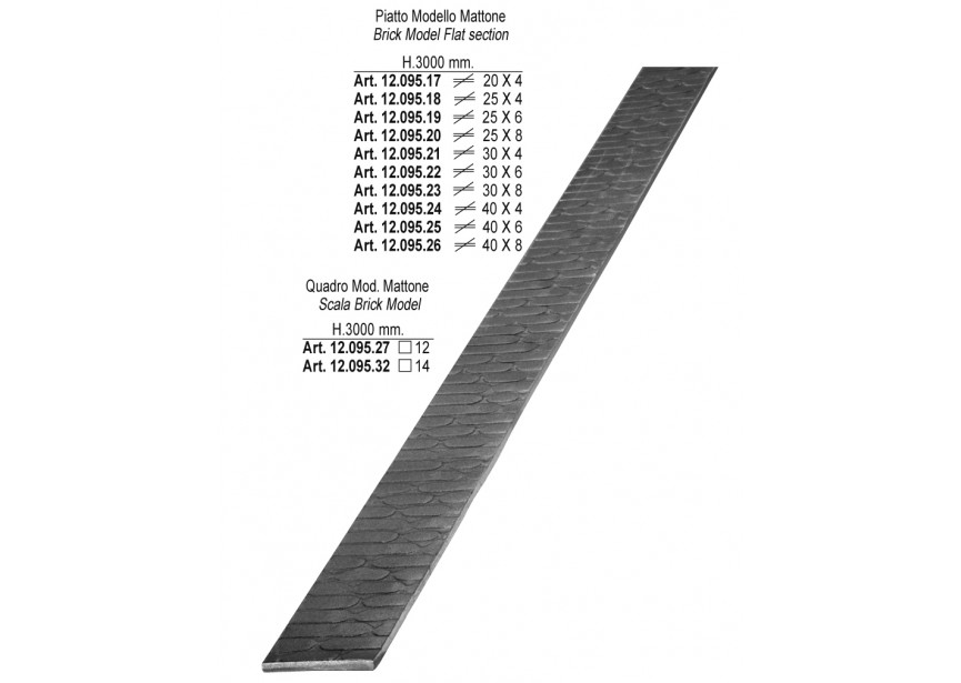 Barre Q.14 a mattone 2 lati H.3000 mm