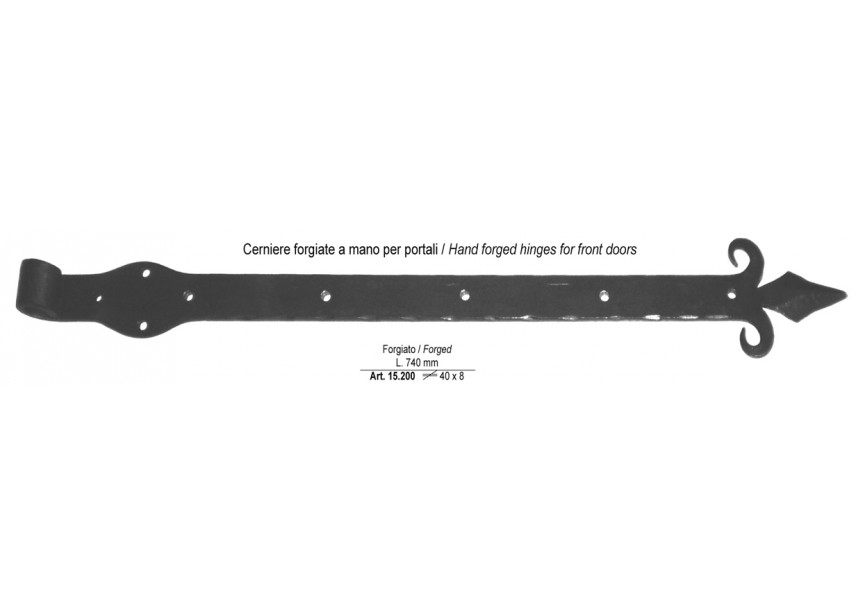 CHARNIERE - L 740 MM - PLAT 40X8