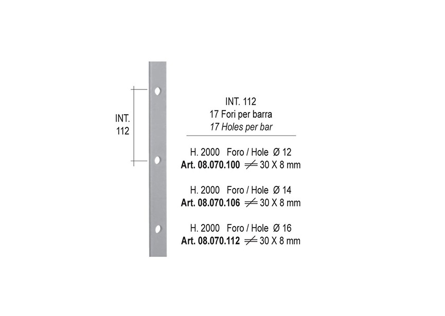 08.070.106~~Barre Forate P.30x8 F.t.14 Int. 112