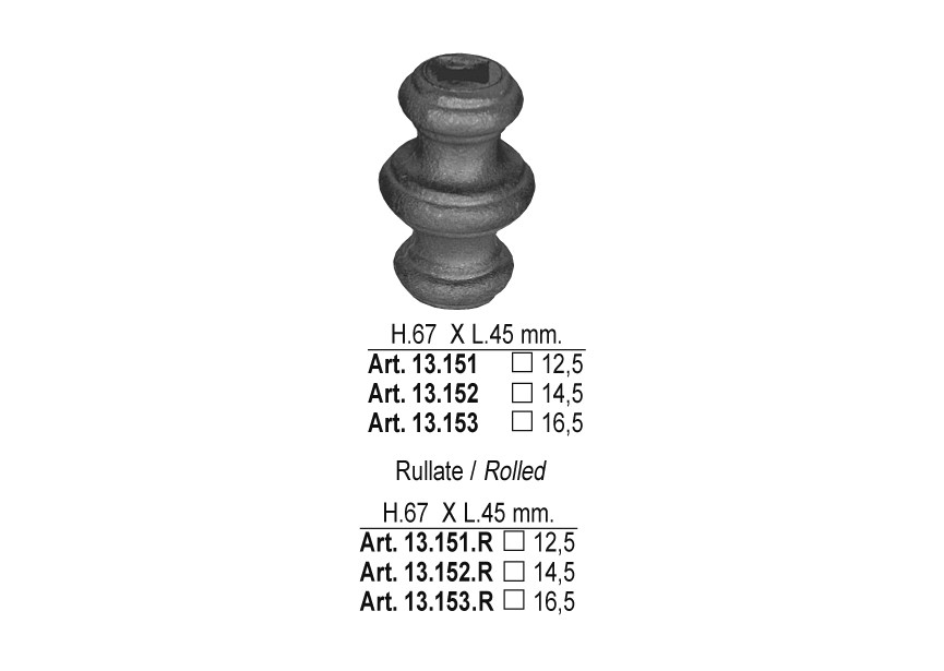 Borchie stampate H.67x45 f.q.12,5