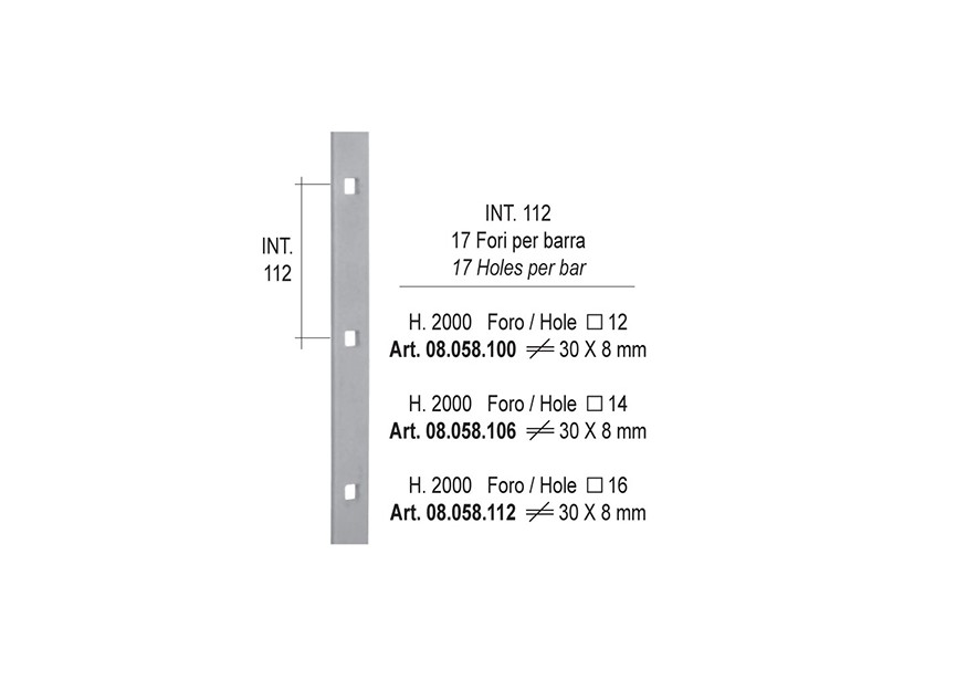 08.058.106~~Barre Forate P.30x8 F.q.14 Int. 112