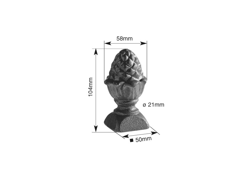 017V10~~LASBAAR SIERKOP IN ZACHT STAAL 104X58MM