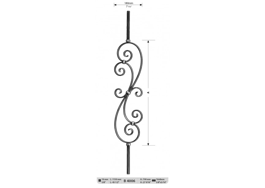 B4006~~SPIJL # 16 MM LENGTE 1150MM