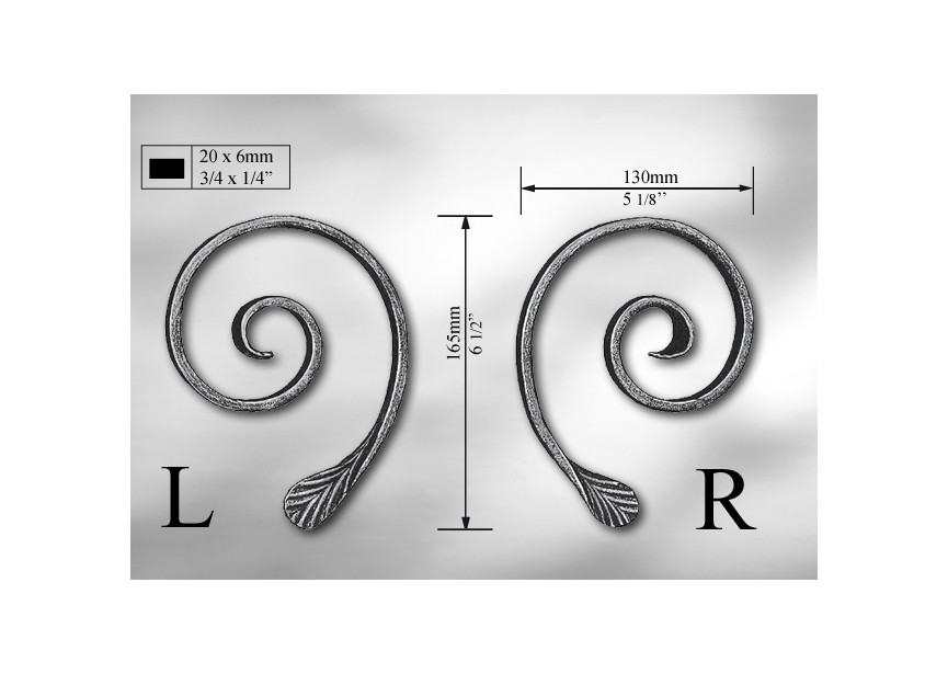 VOLUTE 165X130 20X6 GAUCHE