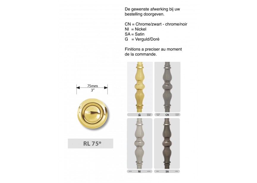 RL75G~~BRONS ROZET 24K. VERGULD 75 MM