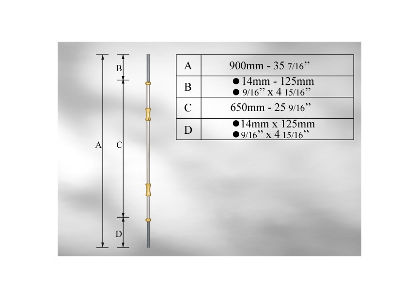 BARREAU HARMONIE LENGTE 900MM