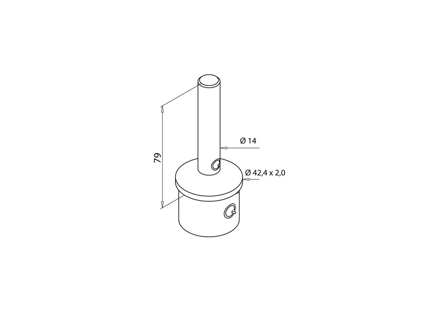 Support tige - m-c, Ø 42,4 x 2 à souder -