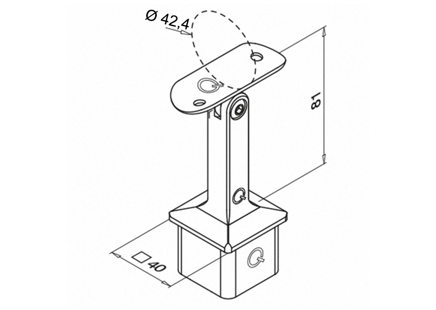 Support orientable de main-courante Ø 42,4 mm -