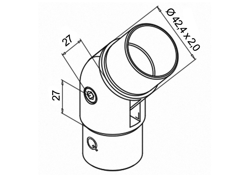 140302-242-12~~VERSTELBARE BUISVERBINDER, 42,4X2MM (-90°...+90°),