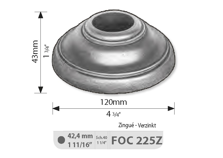 FOC225Z~~GIETIJZEREN AFDEKROZET