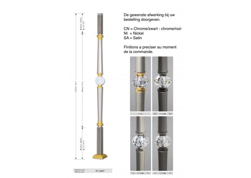 PL560~~BEGINSPIJL PARIS LENGTE 1225MM