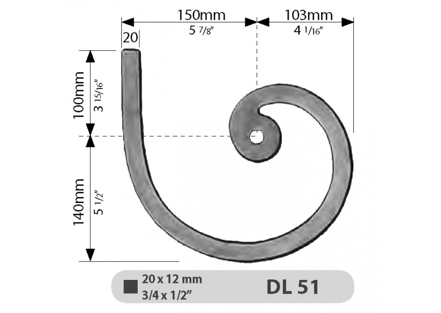 LISSE INFERIEURE 20X12MM.