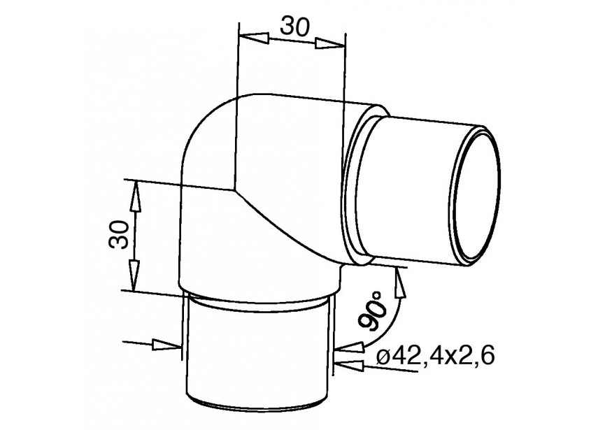 130303-042-12~~KNIEFITTING 90° VOOR BUIS 42,4X2,6MM,