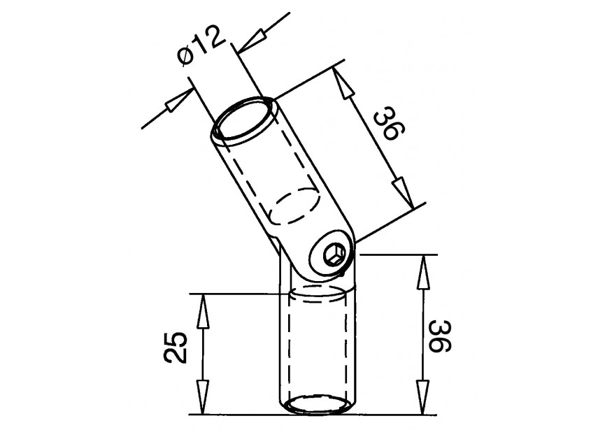 141312-012-12~~VERSTELBARE STAFVERBINDER, 12MM (-90°...+90°) VPE 6 STUKS