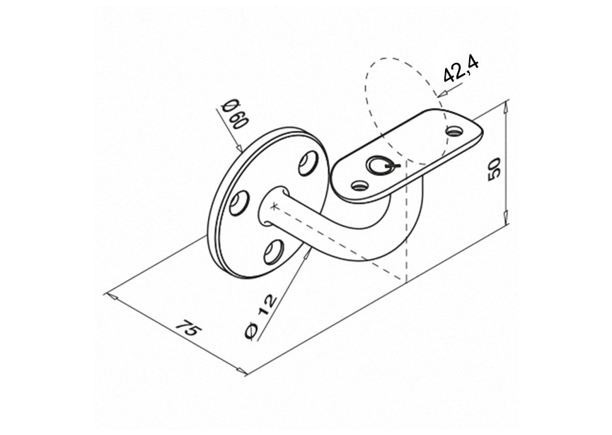 Supports main courante mural plat,